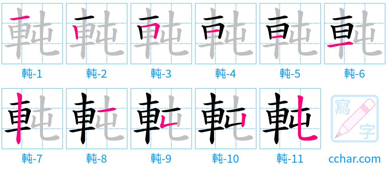 軘 stroke order step-by-step diagram