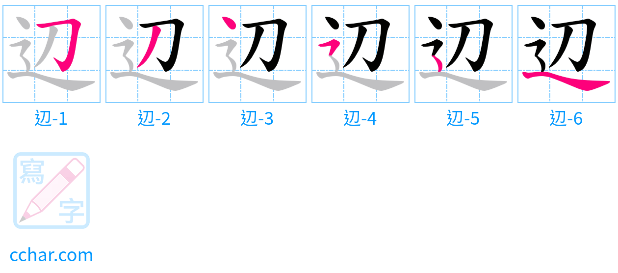 辺 stroke order step-by-step diagram