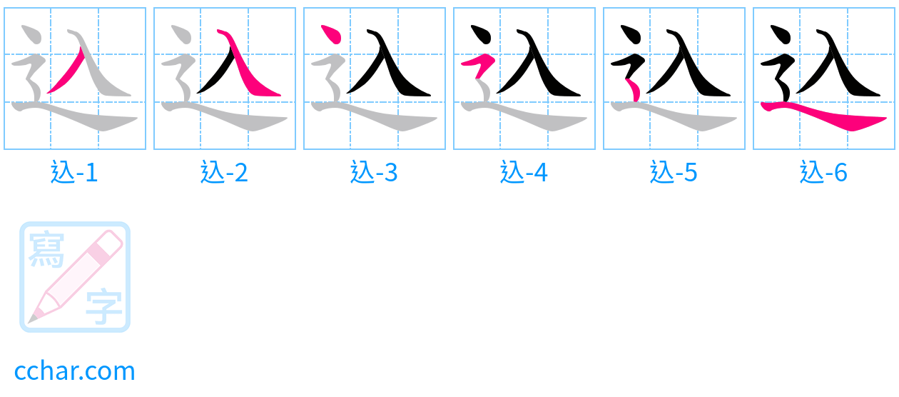 込 stroke order step-by-step diagram