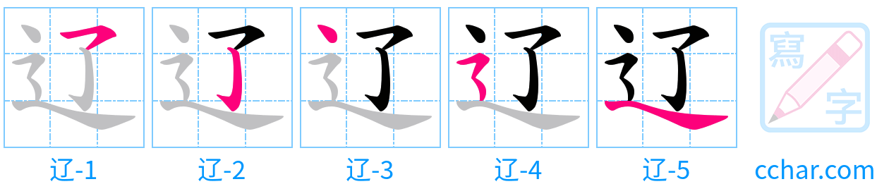 辽 stroke order step-by-step diagram