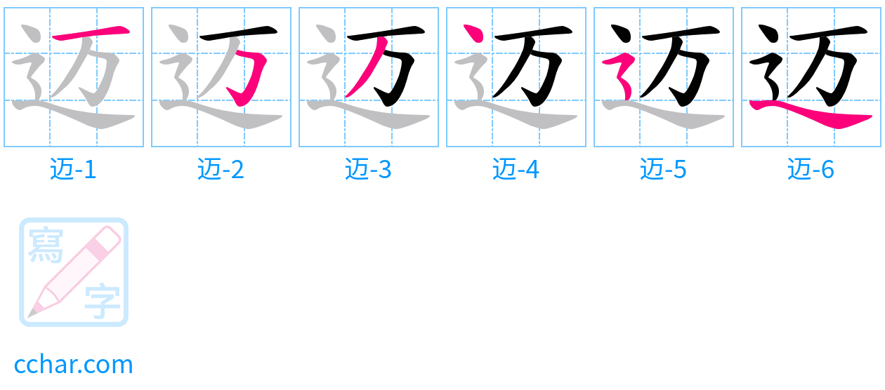 迈 stroke order step-by-step diagram