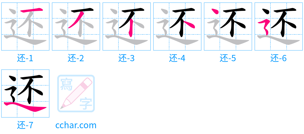还 stroke order step-by-step diagram