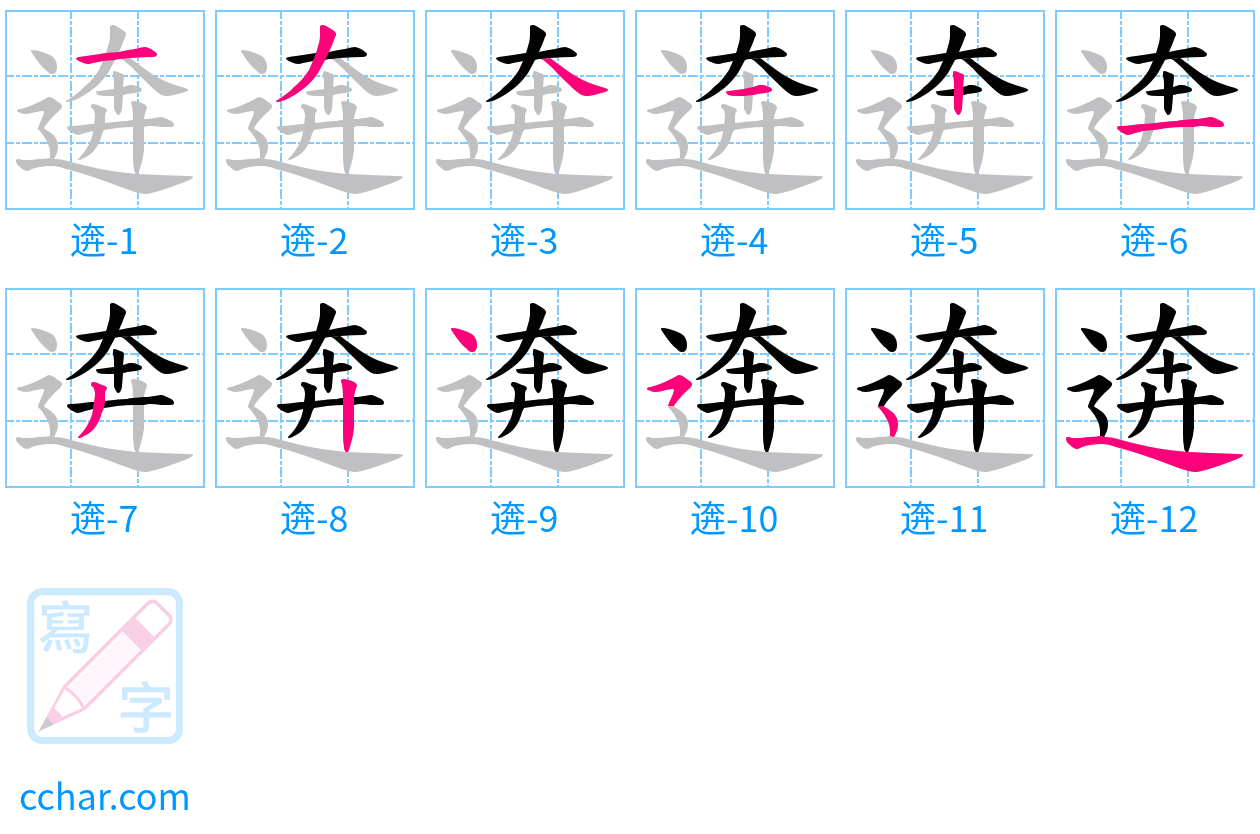 逩 stroke order step-by-step diagram
