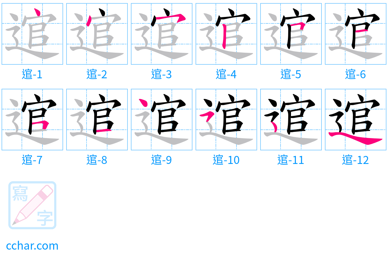 逭 stroke order step-by-step diagram