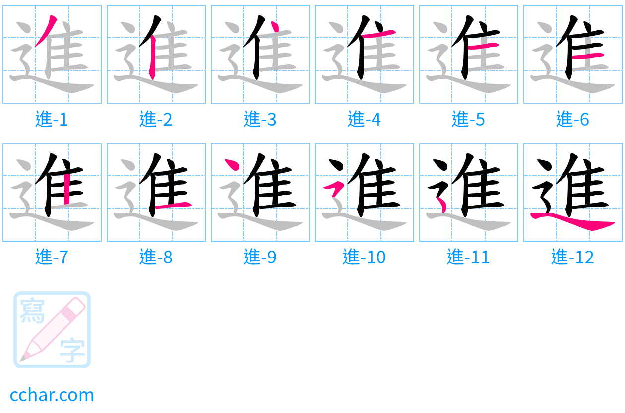 進 stroke order step-by-step diagram