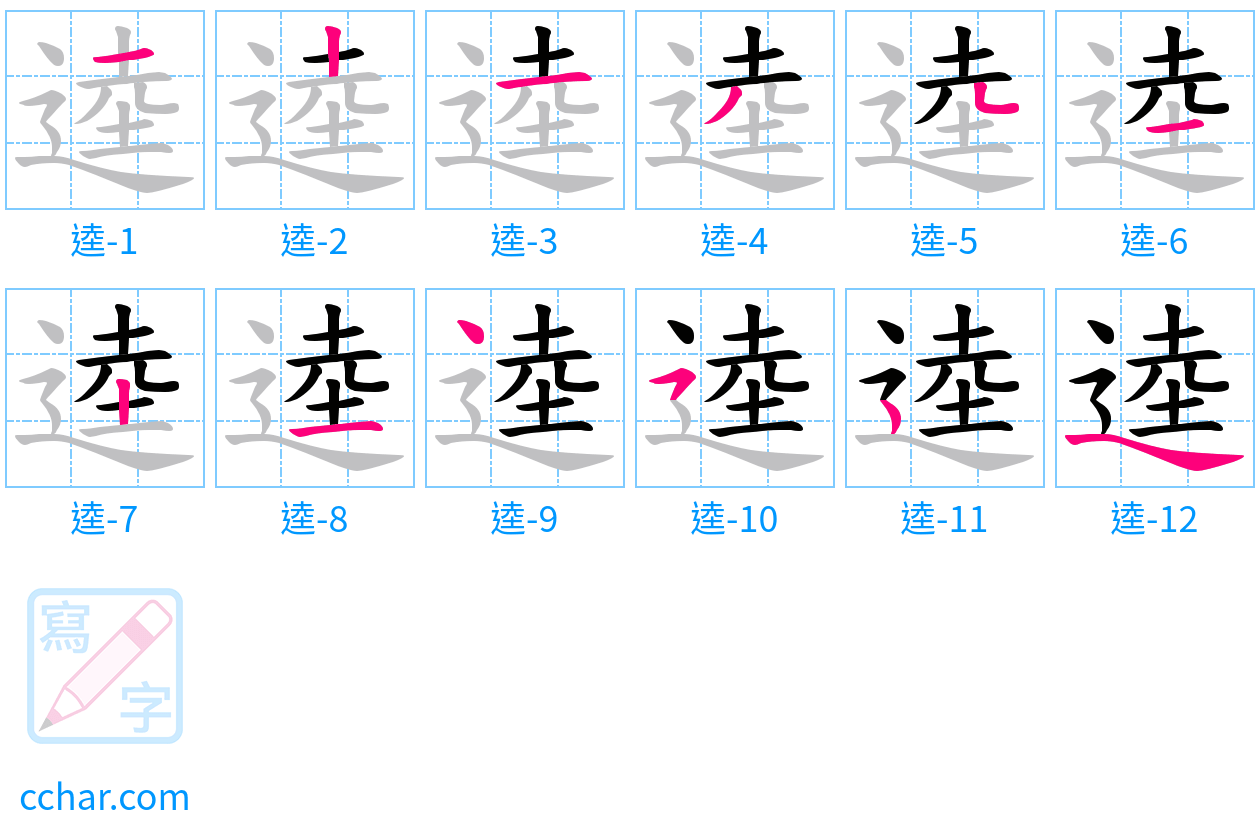 逵 stroke order step-by-step diagram