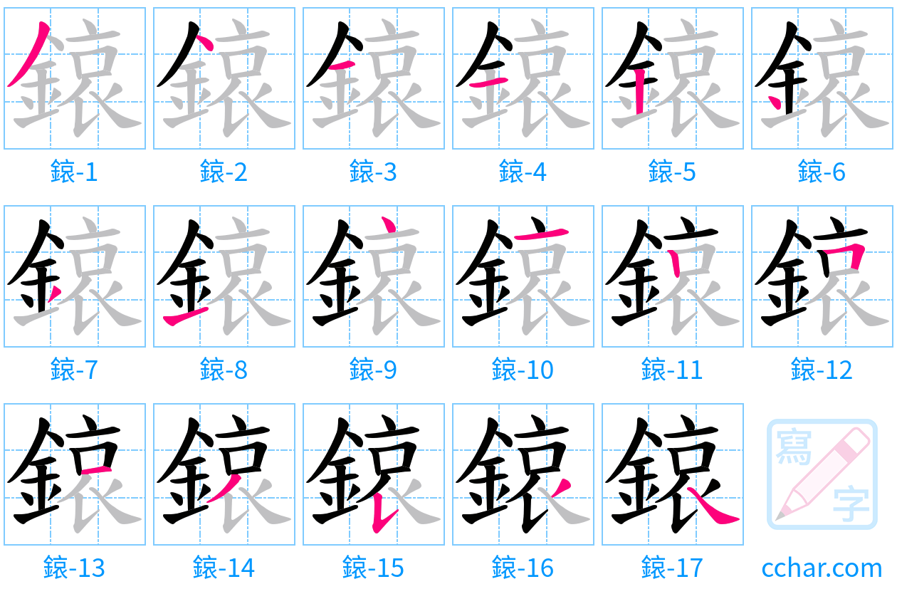 鎄 stroke order step-by-step diagram