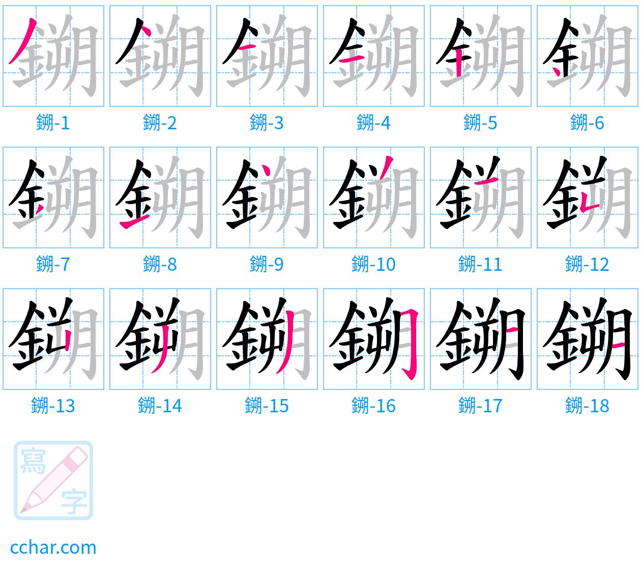 鎙 stroke order step-by-step diagram