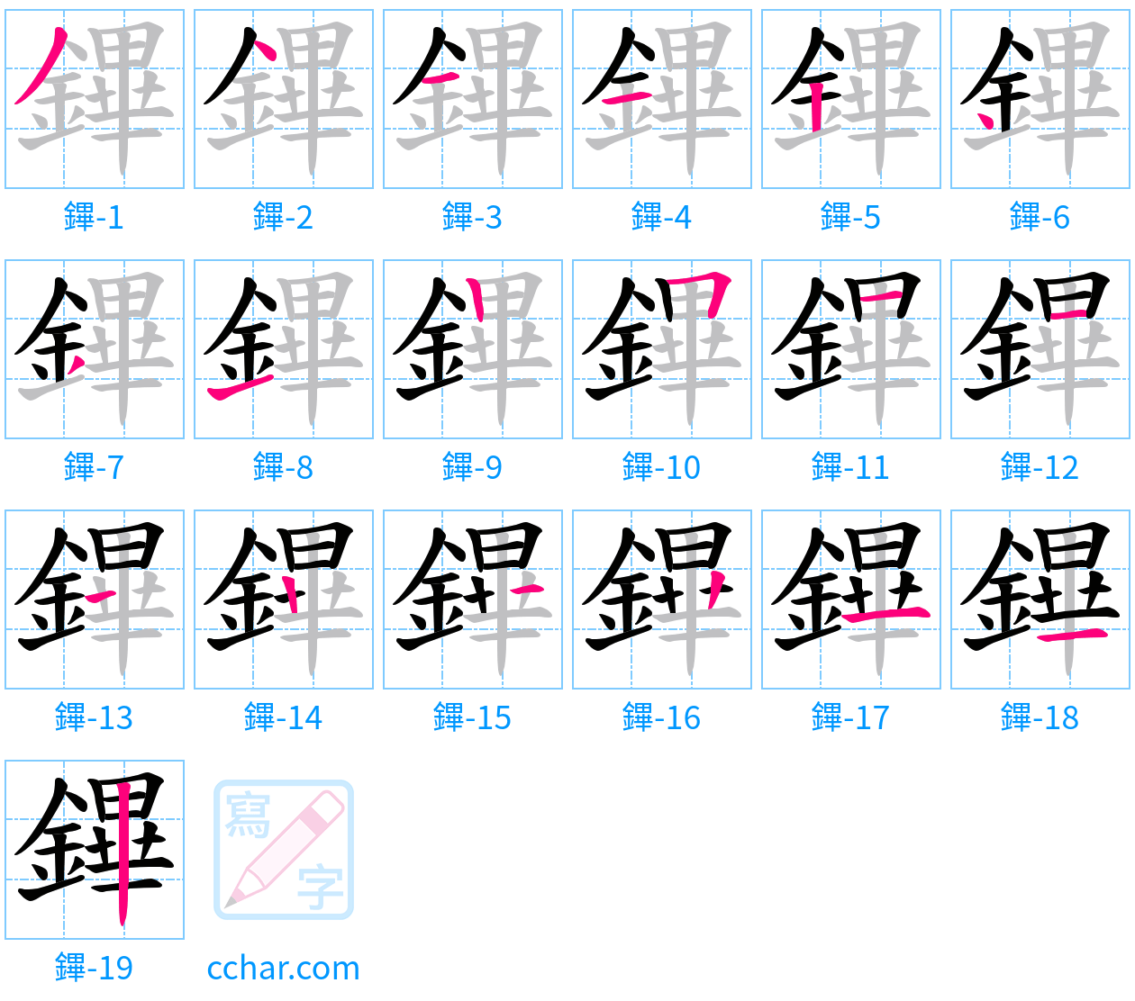 鏎 stroke order step-by-step diagram