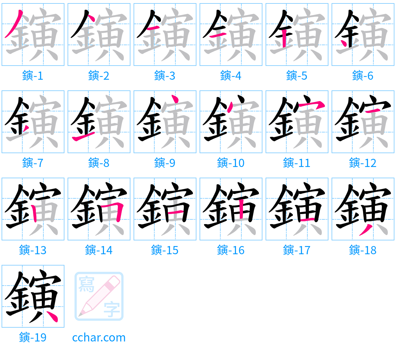 鏔 stroke order step-by-step diagram