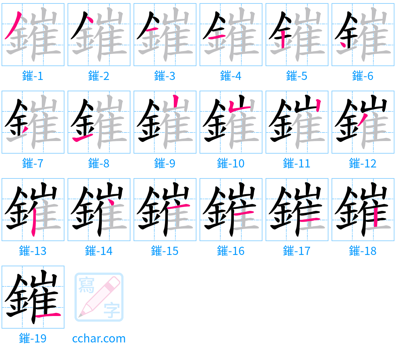 鏙 stroke order step-by-step diagram