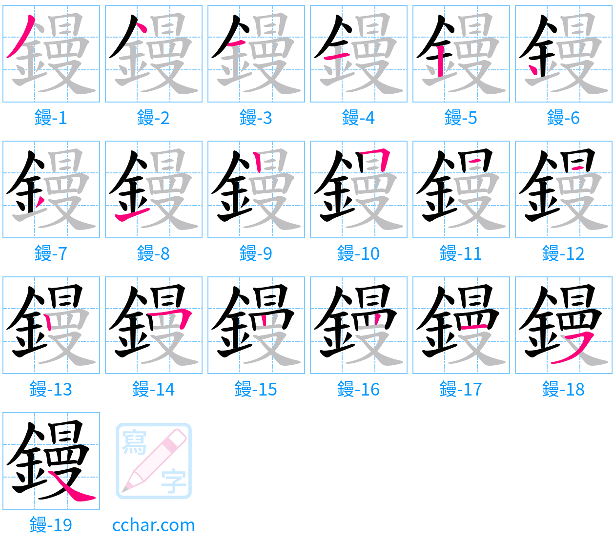 鏝 stroke order step-by-step diagram