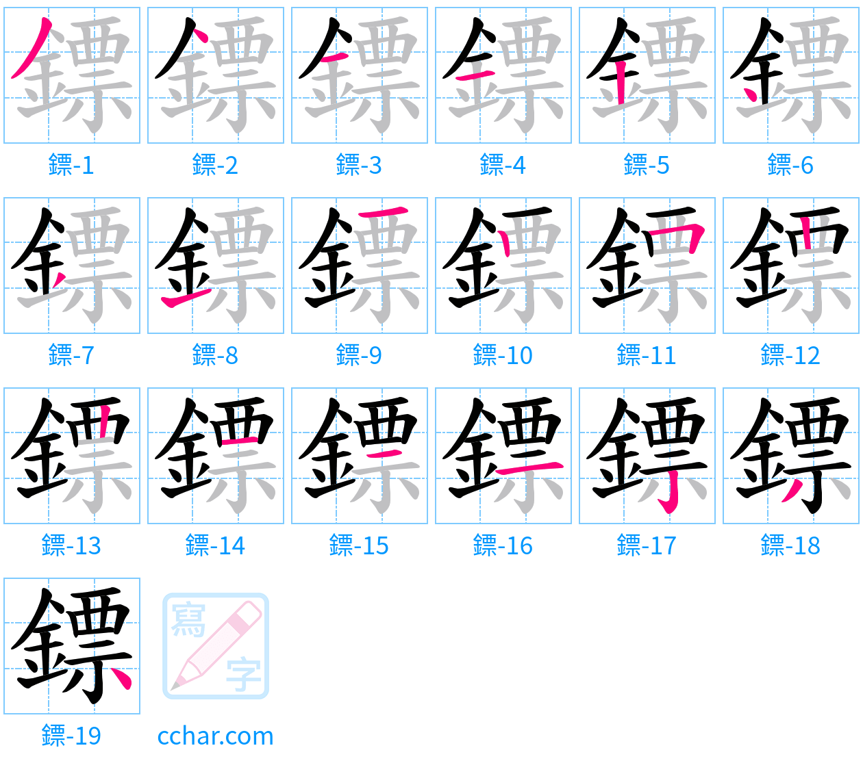 鏢 stroke order step-by-step diagram