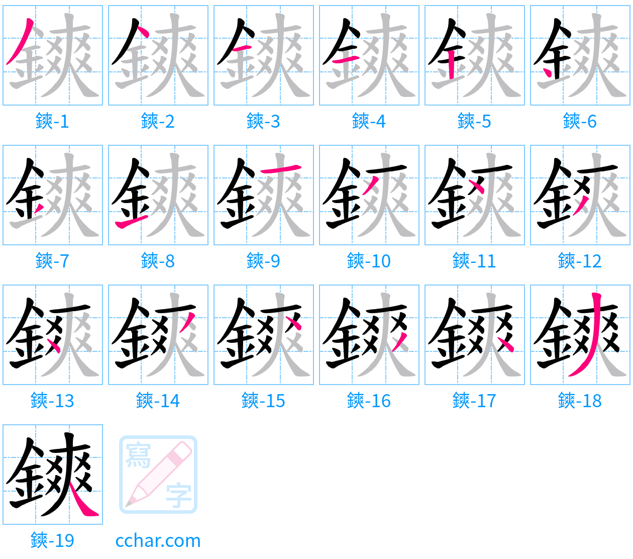 鏯 stroke order step-by-step diagram