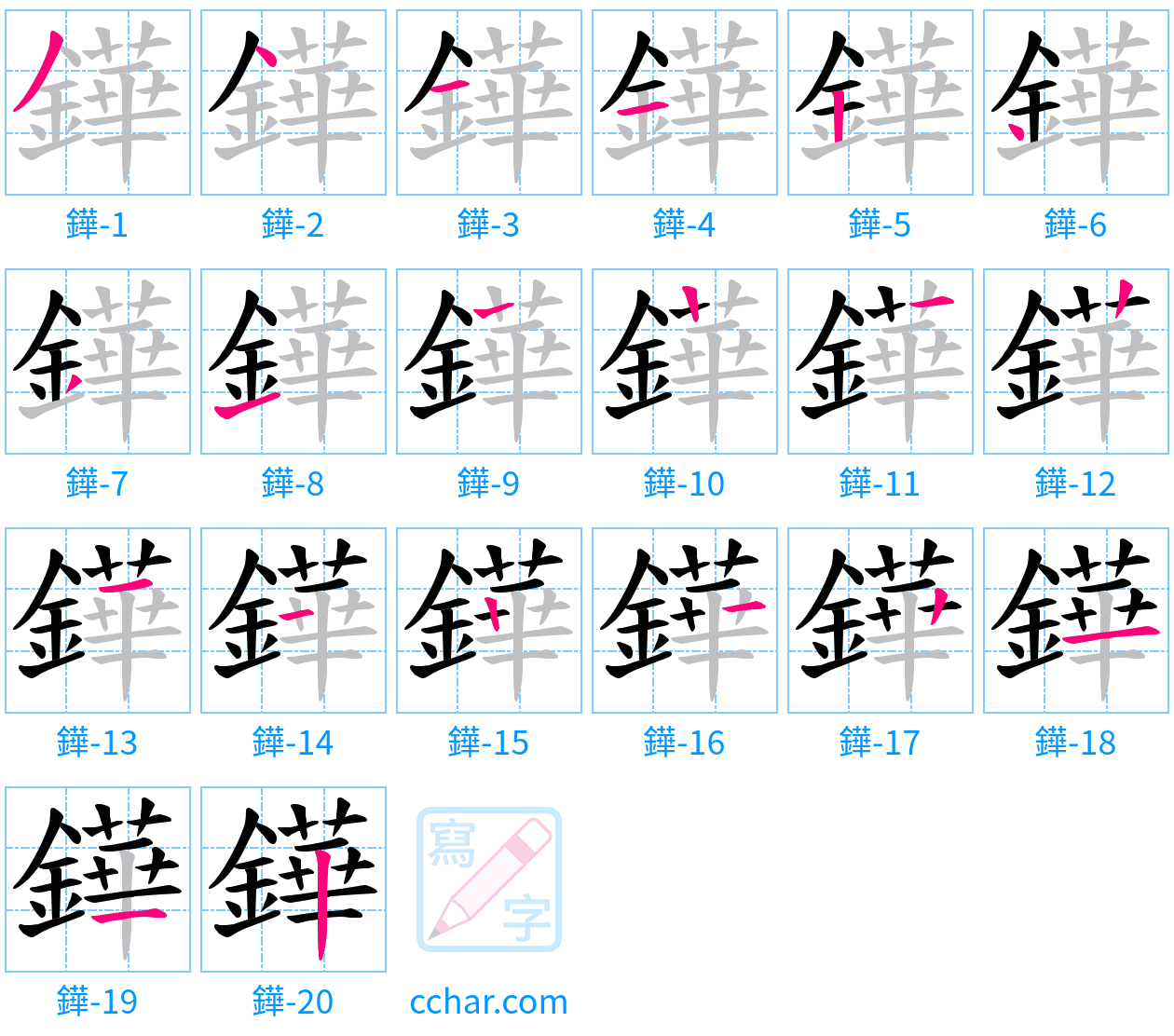 鏵 stroke order step-by-step diagram