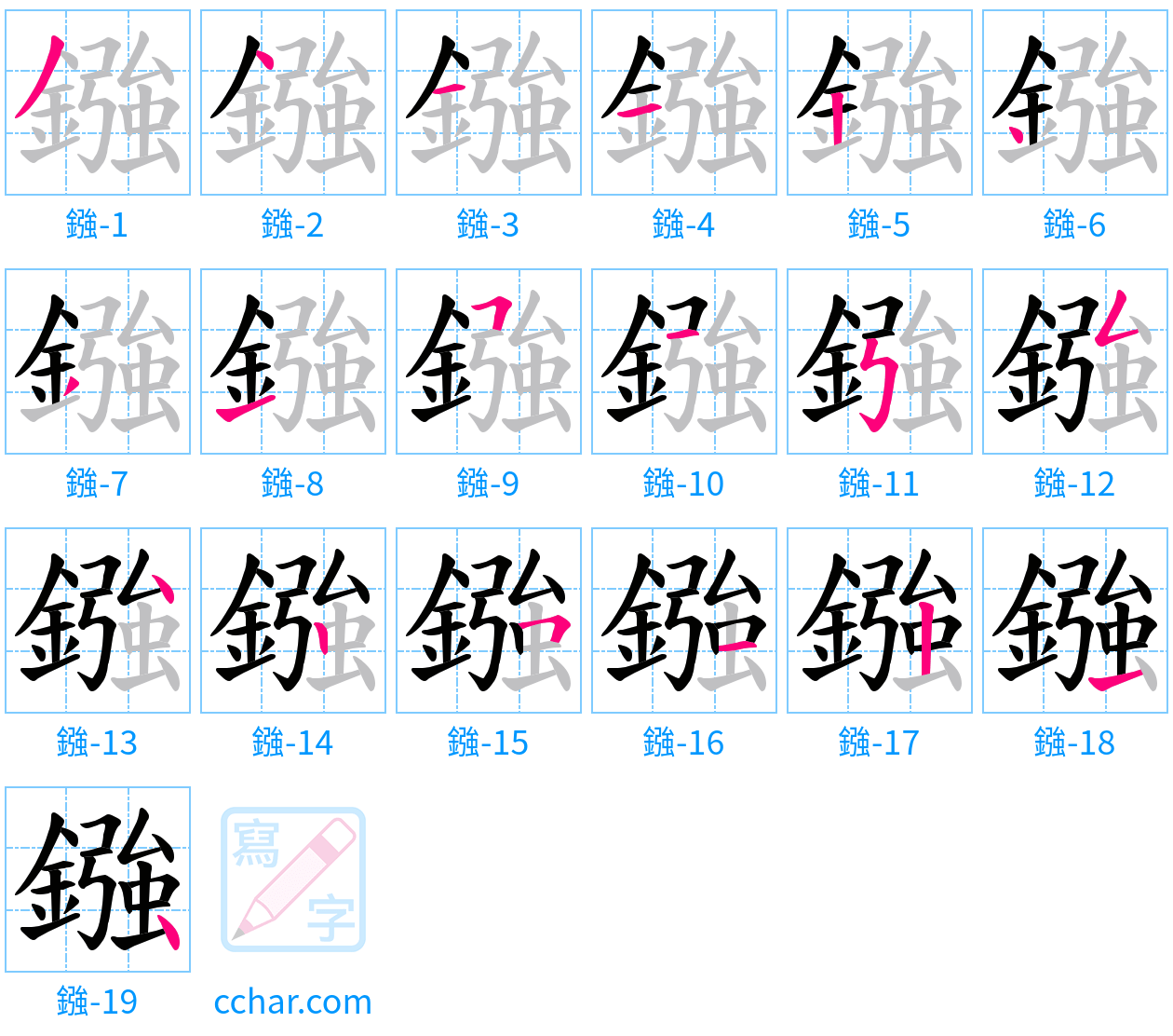 鏹 stroke order step-by-step diagram