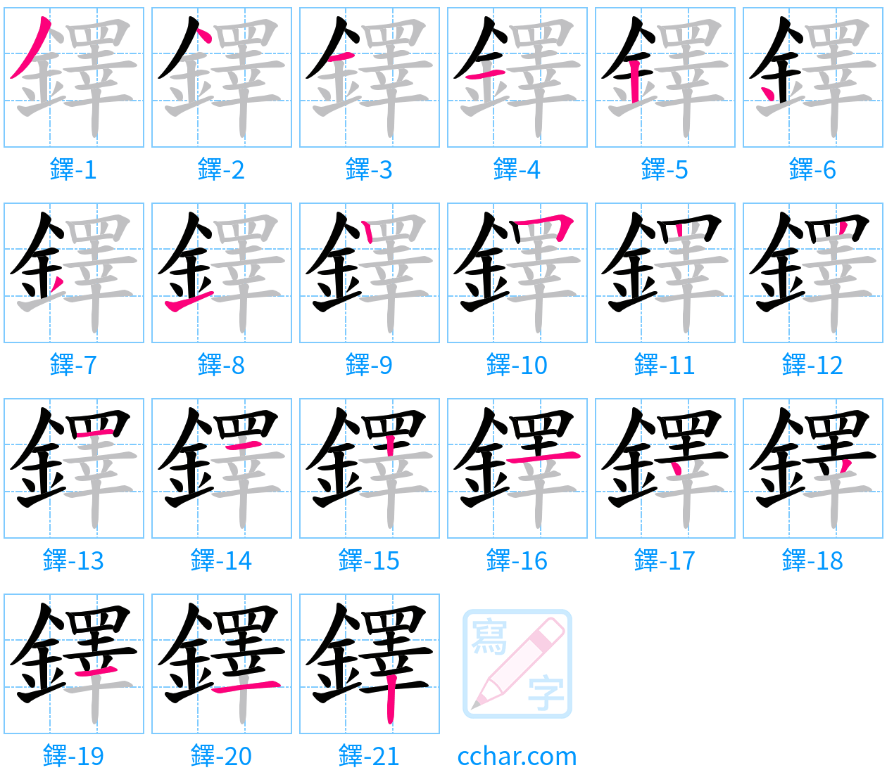鐸 stroke order step-by-step diagram