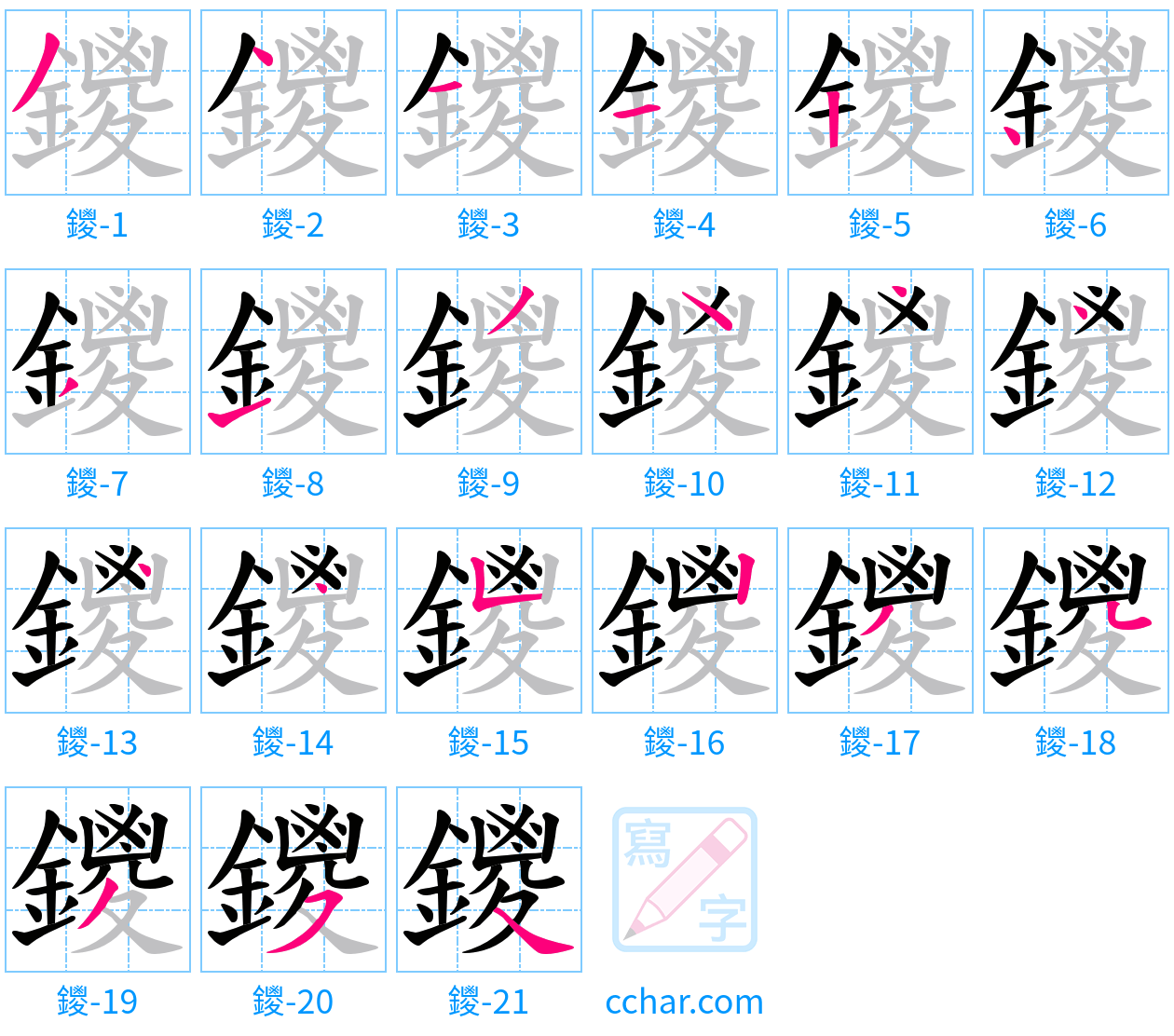 鑁 stroke order step-by-step diagram