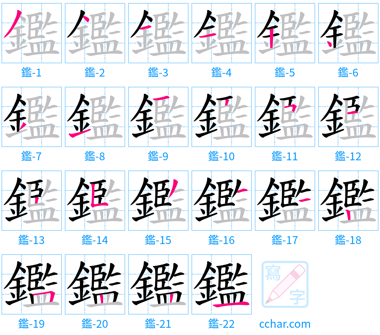 鑑 stroke order step-by-step diagram