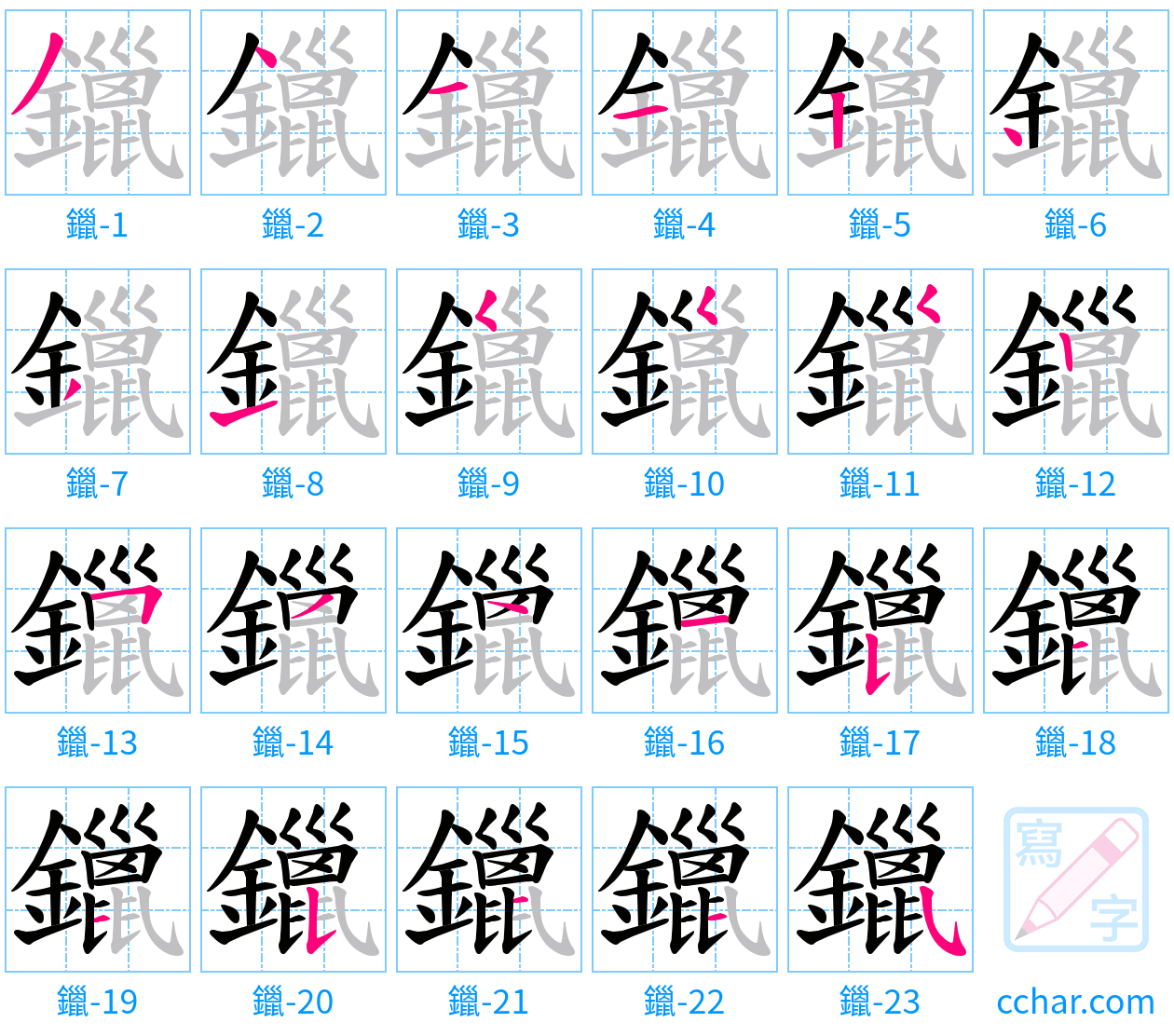 鑞 stroke order step-by-step diagram