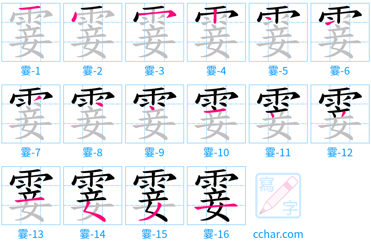 霎 stroke order step-by-step diagram